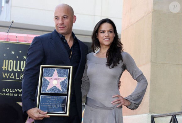 Vin Diesel et Michelle Rodriguez sur le Walk of Fame, à Los Angeles, le 26 août 2013.
