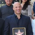 Vin Diesel et son étoile sur le Walk of Fame, à Los Angeles, le 26 août 2013.