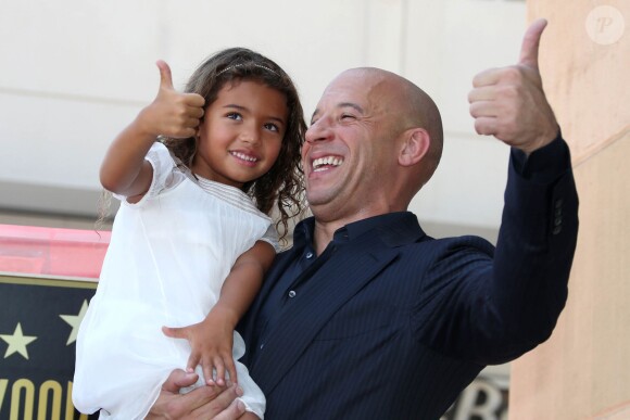 Vin Diesel et sa fille Hania sur le Walk of Fame, à Los Angeles, le 26 août 2013.
