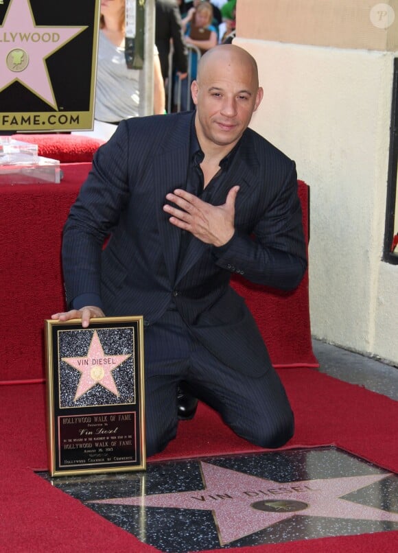 Vin Diesel honoré sur le Walk of Fame, à Los Angeles, le 26 août 2013.
