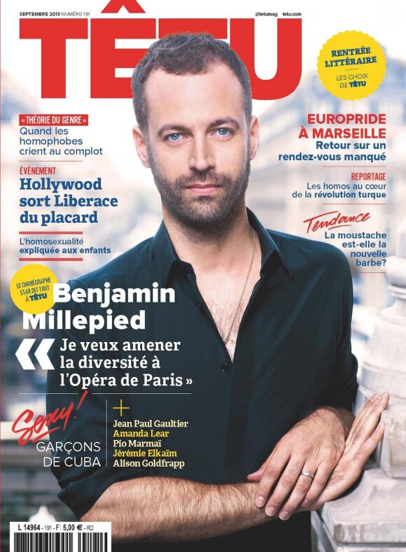 Benjamin Millepied en couverture de Têtu, en kiosques le 28 août 2013.