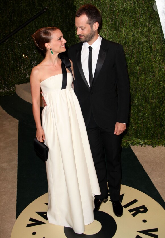 Natalie Portman et son mari Benjamin Millepied à la soirée Vanity Fair Oscar Party au Sunset Tower Hotel de West Hollywood, Los Angeles, le 24 février 2013.