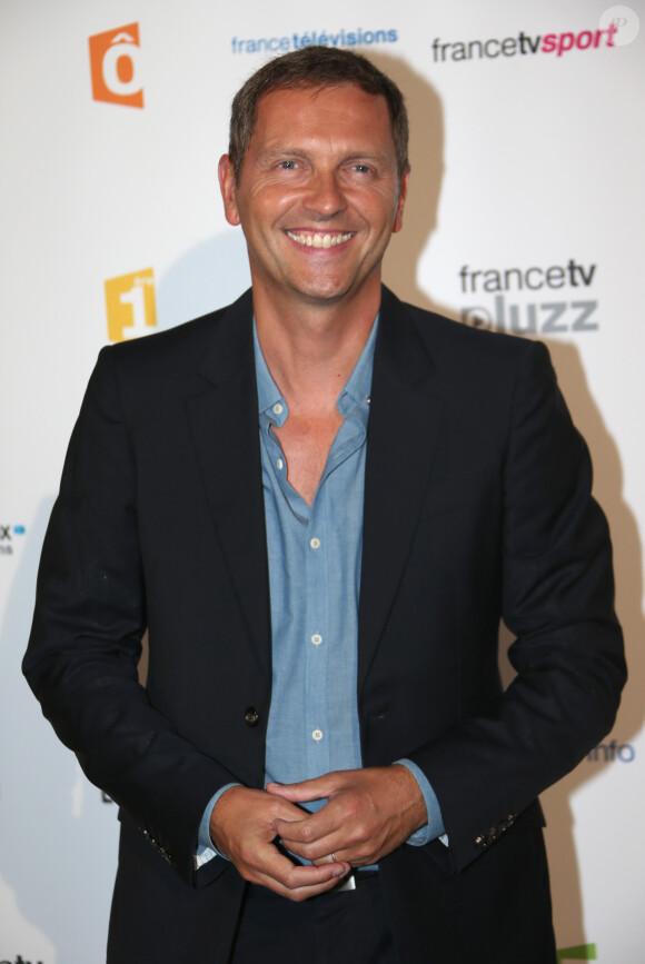 Thomas Hugues lors de la conférence de presse de rentrée de France Télévisions au Palais de Tokyo le 27 août 2013 à Paris.