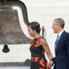 Le président américain Barack Obama et son épouse Michelle lors de la commémoration du 50e anniversaire de la marche de Washington au sein de la capitale des Etats-Unis le 28 août 2013