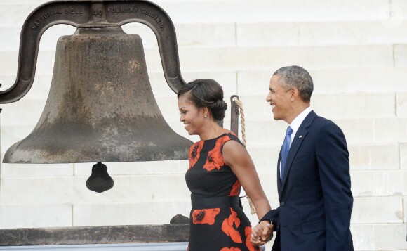Le président américain Barack Obama et son épouse Michelle lors de la commémoration du 50e anniversaire de la marche de Washington au sein de la capitale des Etats-Unis le 28 août 2013