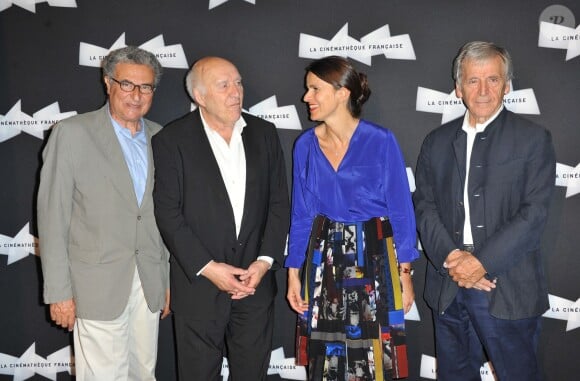 Serge Toubiana, Michel Piccoli, Aurélie Filippetti et Constantin Costa Gavras à l'ouverture de la rétrospective Michel Piccoli à la Cinémathèque à Paris le 4 septembre 2013.