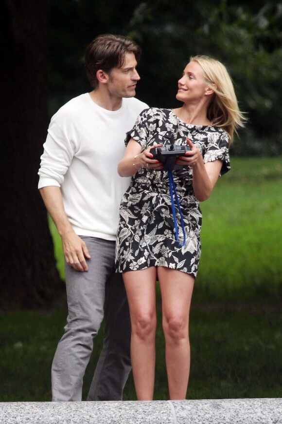 Cameron Diaz et Nikolaj Coster-Waldau sur le tournage de 'The Other Woman' à New York, le 27 juin 2013.