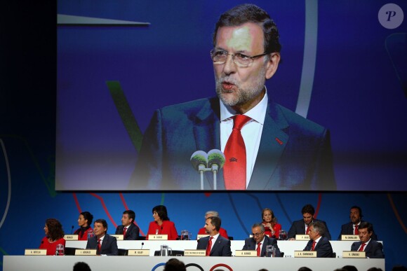 Mariano Rajoy lors de la présentation devant le CIO la candidature de Madrid pour les JO de 2020, le 7 septembre 2013 à Buenos Aires.