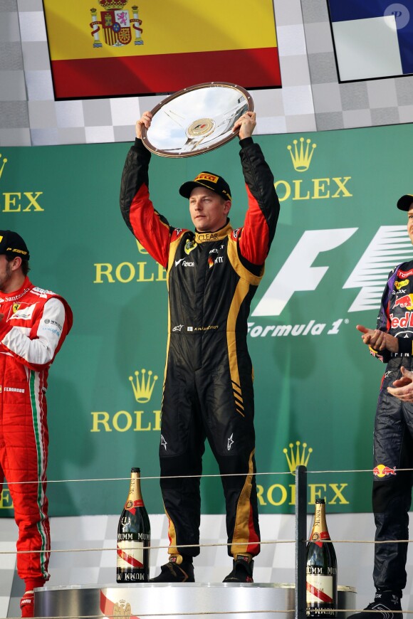 Kimi Räikkönen après sa victoire lors du Grand Prix d'Australie à Melbourne le 17 mars 2013