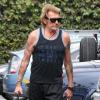 Johnny Hallyday arrive à la Gold's Gym à Venice, le 13 septembre 2013