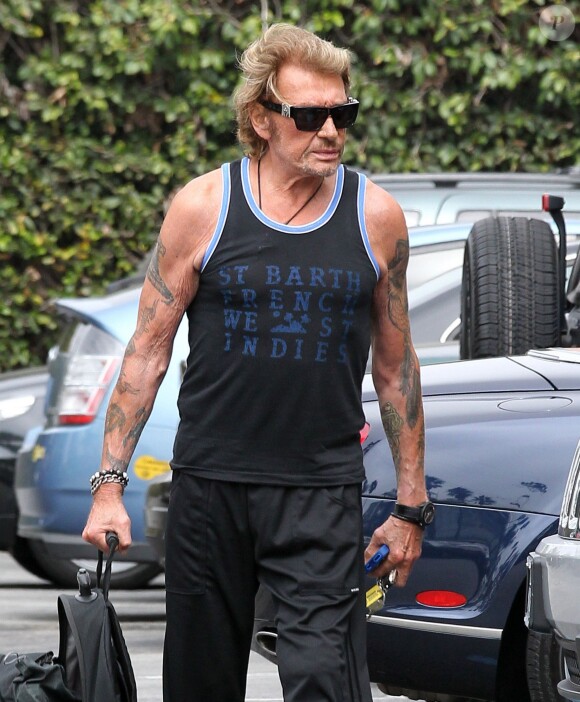 Johnny Hallyday arrive à la Gold's Gym à Venice, le 13 septembre 2013
