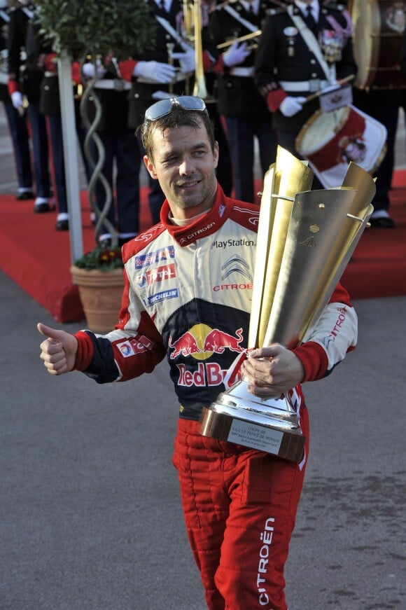 Sébastien Loeb après sa victoire au 80e Rallye de Monte Carlo, le 22 janvier 2012