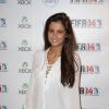 Malika Ménard, journaliste devenue spécialisée dans le foot et le PSG, à la soirée de lancement de FIFA 14, organisée à la Gaîté Lyrique, à Paris, le 23 septembre 2013. La simulation de foot d'EA Sports sort le 26 septembre.