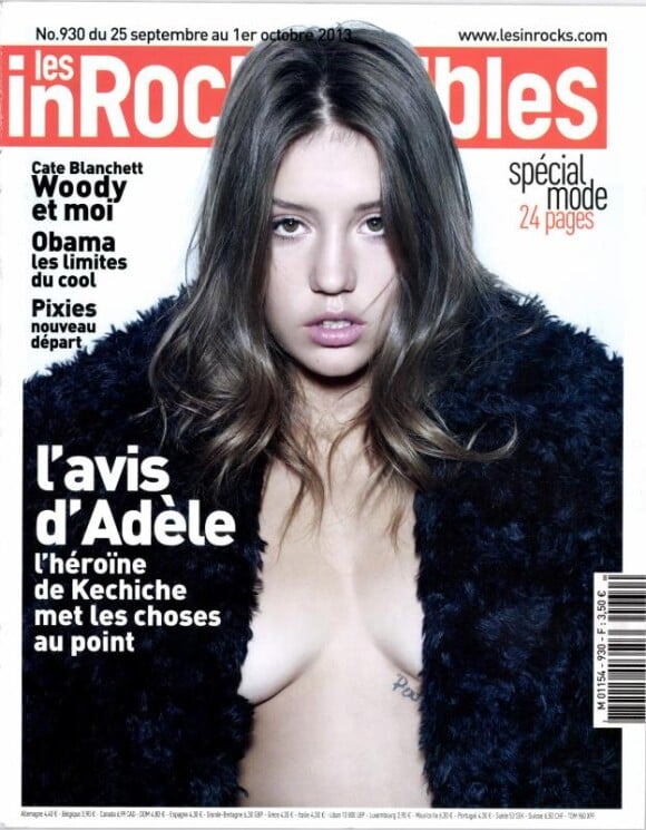 Adèle Exarchopoulos, héroïne de La Vie d'Adèle, en couverture des Inrockuptibles du 25 septembre 2013