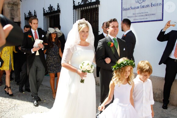 Mariage de Sophie de Schönburg-Gauchau, fille de la princesse Marie-Louise de Prusse et du comte Rudolf de Schönburg-Gauchau, avec Carles Andreu, le 15 septembre 2013 à Ronda, près de Marbella, en Andalousie.