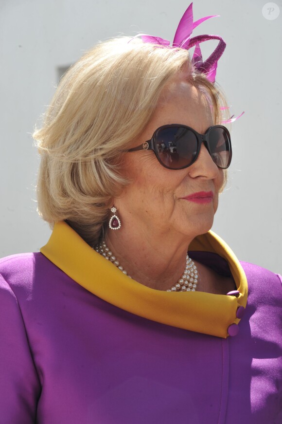 La princesse Marie-Louise, particulièrement sémillante... Mariage de Sophie de Schönburg-Gauchau, fille de la princesse Marie-Louise de Prusse et du comte Rudolf de Schönburg-Gauchau, avec Carles Andreu, le 15 septembre 2013 à Ronda, près de Marbella, en Andalousie.