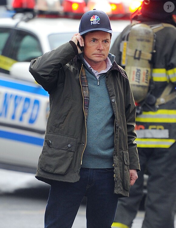 Michael J. Fox sur un tournage à New York, le 30 janvier 2013.