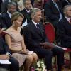 Le roi Philippe de Belgique et son épouse la reine Mathilde assistaient dans la soirée du 25 septembre 2013 en l'église Notre-Dame de la Cambre d'Ixelles à un concert en l'honneur de l'accession au trône du roi, en hommage aux 20 ans de règne du roi Albert II et en souvenir du roi Baudouin.