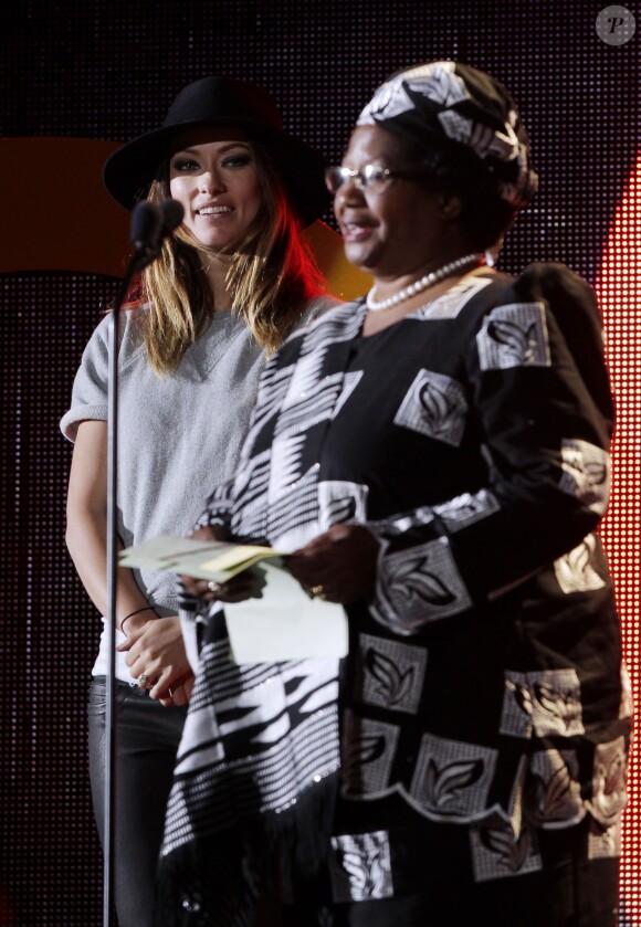 Olivia Wilde et Ellen Johnson Sirleaf lors du Global Citizen Festival à Central Park, New York, le 28 septembre 2013.