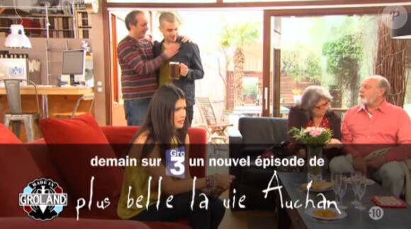 Flavie Péan (Plus Belle La Vie) dans la parodie Plus Belle La Vie Auchan dans Groland sur Canal+ le 11 mai 2013