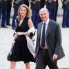 Pierre Moscovici et sa compagne Marie-Charline Pacquot Paris le 7 mai 2013 Diner d'etat au Palais de l'Elysee en l'honneur de Mr Bronislaw Komorowski, President de la Republique de Pologne.