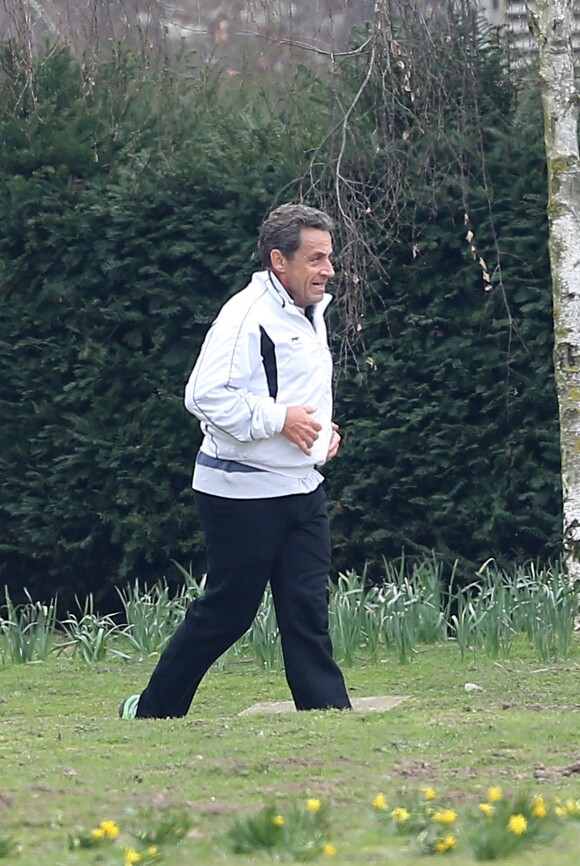 Nicolas Sarkozy le jeudi 21 mars 2013 au bois de Boulogne, le 24 mars 2013.
