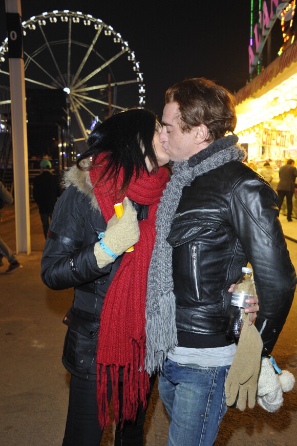 Ludovic Chancel et sa femme à l'inauguration de la 50e édition de la Foire du Trône à Paris. Le 29 mars 2013.