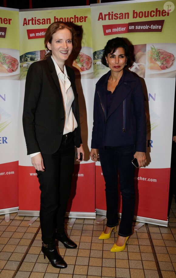Nathalie Kosciusko-Morizet et Rachida Dati lors de la 2ème édition du Pot-au-feu des célébrités au restaurant le Louchebem, organisée par les Fédérations des Artisans Bouchers d'Ile-de-France à Paris le 17 octobre 2013