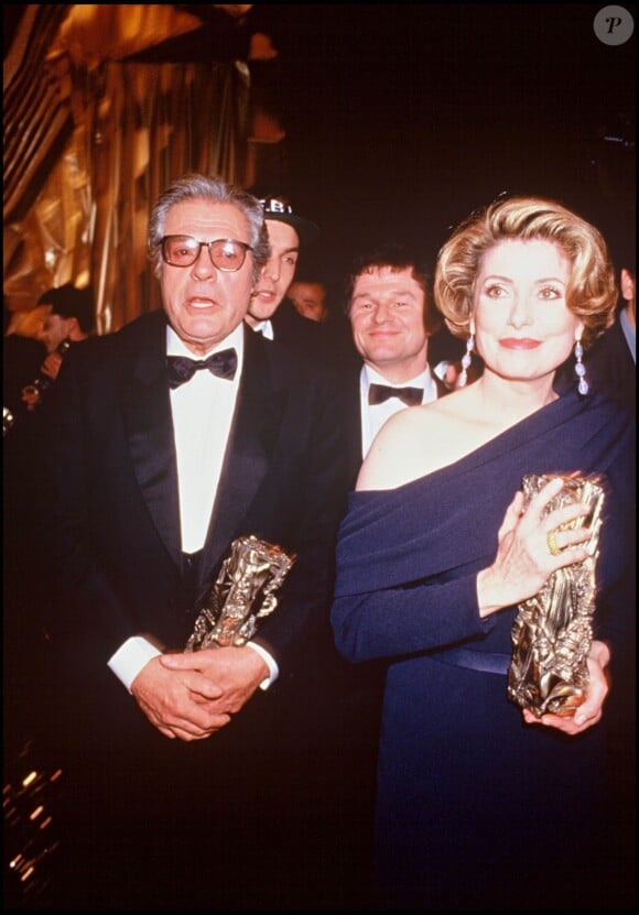 Marcello Mastroianni président des César et Catherine Deneuve lors de la cérémonie des César 1993