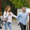 Alessandra Ambrosio et son compagnon Jamie Mazur emmènent leur fils Noah déjeuner à Brentwood. Le 23 octobre 2013