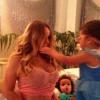 Mariah Carey avec ses enfants Moroccan et Monroe, dimanche 27 octobre 2013.
