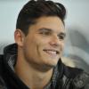 Florent Manaudou lors de la conférence de presse du Swim Show à la piscine de Puteaux le 8 février 2013