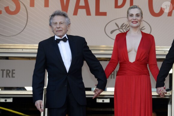Roman Polanski et Emmanuelle Seigner lors du Festival de Cannes le 25 mai 2013 et la présentation de La Vénus à la fourrure