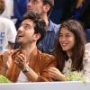 Mylène Jampanoï et son compagnon Dimitri Stephanides au Masters de Paris à Bercy le 2 novembre 2013, lors des demi-finales Djokovic-Federer et Nadal-Ferrer