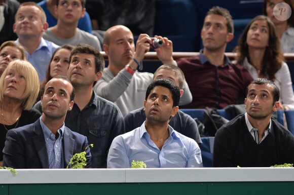 Nasser Al-Khelaïfi, boss du PSG, au Masters de Paris à Bercy le 2 novembre 2013, lors des demi-finales Djokovic-Federer et Nadal-Ferrer