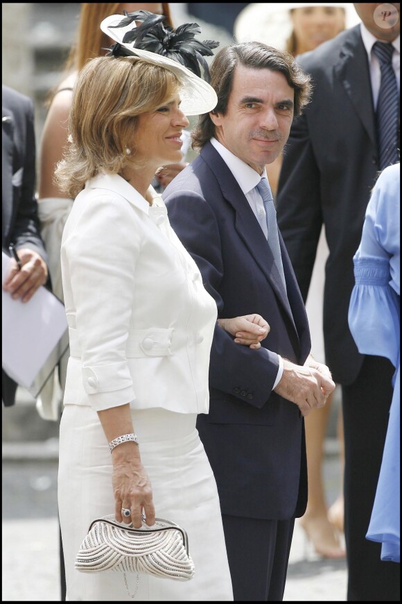 José Maria Aznar et sa femme Ana Botella à Rome le 14 juin 2008.