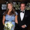 La princesse Madeleine de Suède, enceinte, avec son mari Chris O'Neill le 23 octobre 2013 à New York lors du gala du Green Summit.
