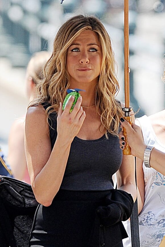 Jennifer Aniston en tournage à New York le 4 août 2009