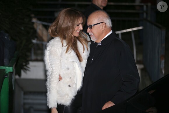 Céline Dion et son époux René Angélil arrivent à l'enregistrement de l'émission "Vivement dimanche" au studio Gabriel, à Paris, le 13 novembre 2013. L'émission sera diffusée le 17 novembre.