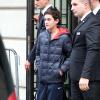 René-Charles, le fils aîné de Céline Dion, sort de son hôtel parisien, le 12 novembre 2013