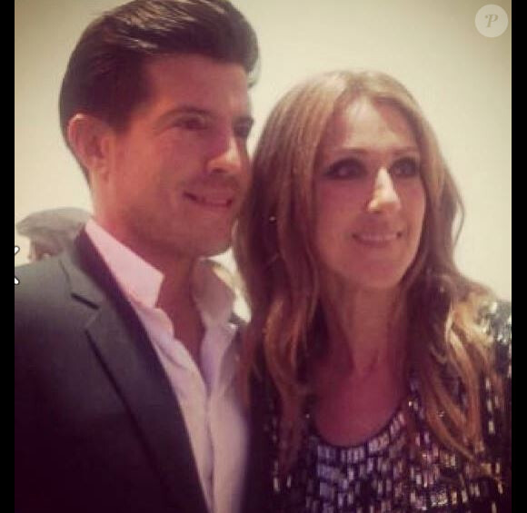 Vincent Niclo et Céline Dion sur le tournage de l'émission Les chansons d'abord, le 12 novembre 2013.