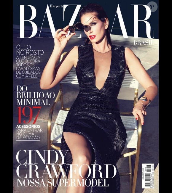 Cindy Crawford en couverture de Harper's Bazaar Brasil. Février 2013.