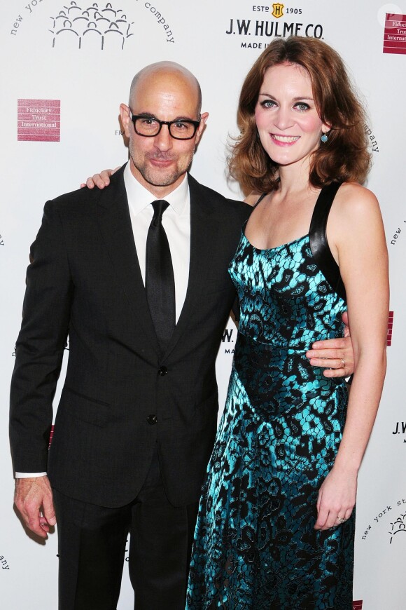 Stanley Tucci, mis à l'honneur lors du gala New York Stage and Film, accompagné de son épouse Felicity Blunt à l'hôtel Plaza de New York, le 17 novembre 2013