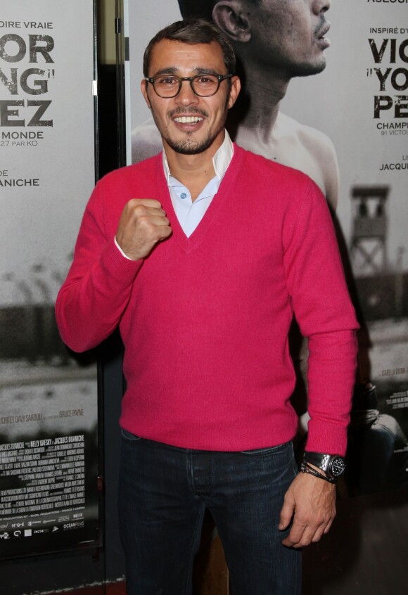 Brahim Asloum lors de l'avant-première du film Victor "Young" Perez à Paris le 14 novembre 2013