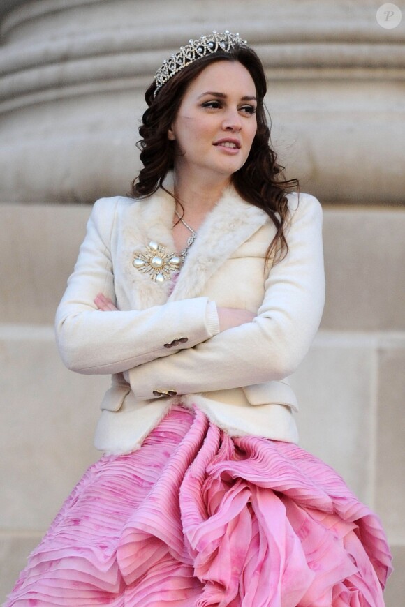 Leighton Meester sur le tournage de Gossip Girl en février 2012