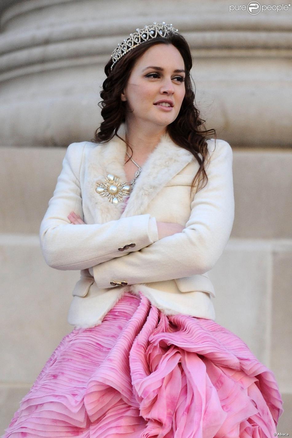 Leighton Meester sur le tournage de Gossip Girl en février 2012