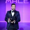 Justin Timberlake sur la scène des American Music Awards au Nokia Theatre de Los Angeles, le 24 novembre 2013.