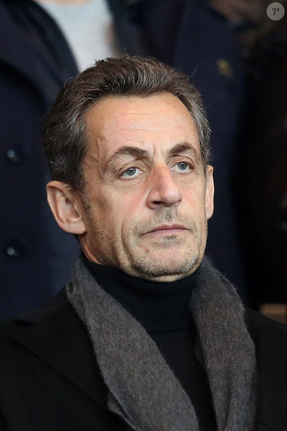 Nicolas Sarkozy au Parc des Princes à Paris le 1er decembre 2013 lors du match entre le PSG et l'OL (4-0).