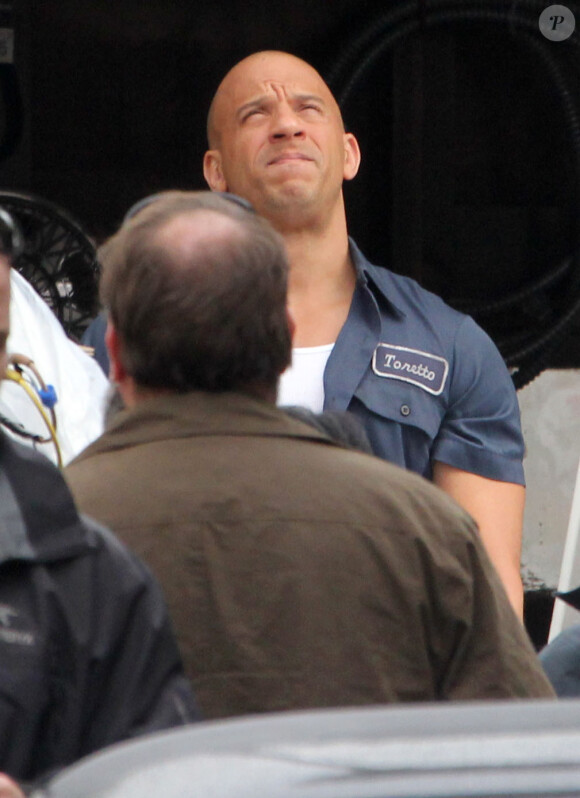 Vin Diesel sur le tournage du film Fast & Furious 6 à Silver Lake, le 2 décembre 2012.