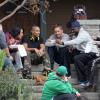 Ludacris ; Paul Walker ; Michelle Rodriguez ; Sung Kang sur le tournage du film Fast & Furious 6 à Silver Lake, le 2 décembre 2012.